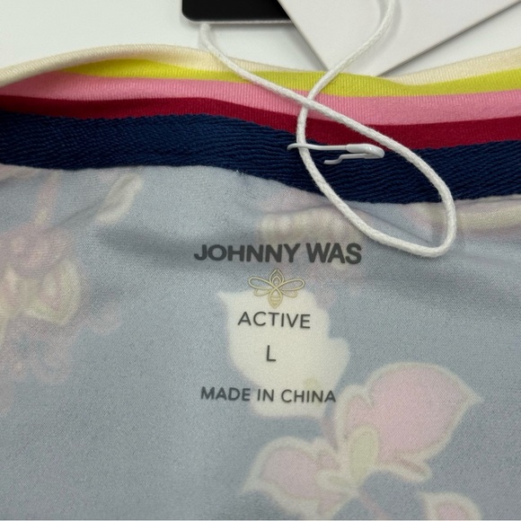 NWT Johnny Was Active Women’s Blue Pink Graphic Long Kimono Sleeve Shirt Large - Picture 7 of 16
